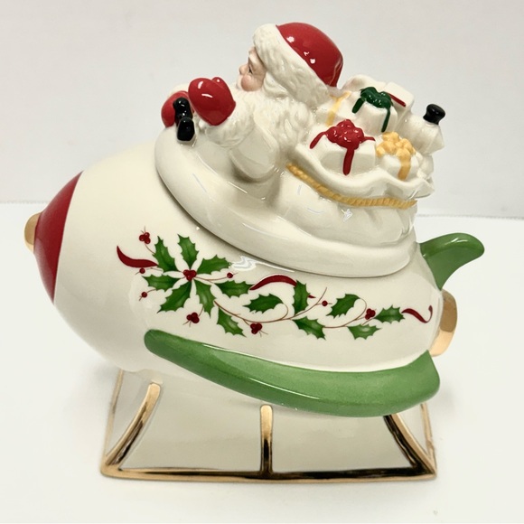 Lenox Holiday Figural Santa's Rocket Covered Candy Dish - Picture 3 of 9